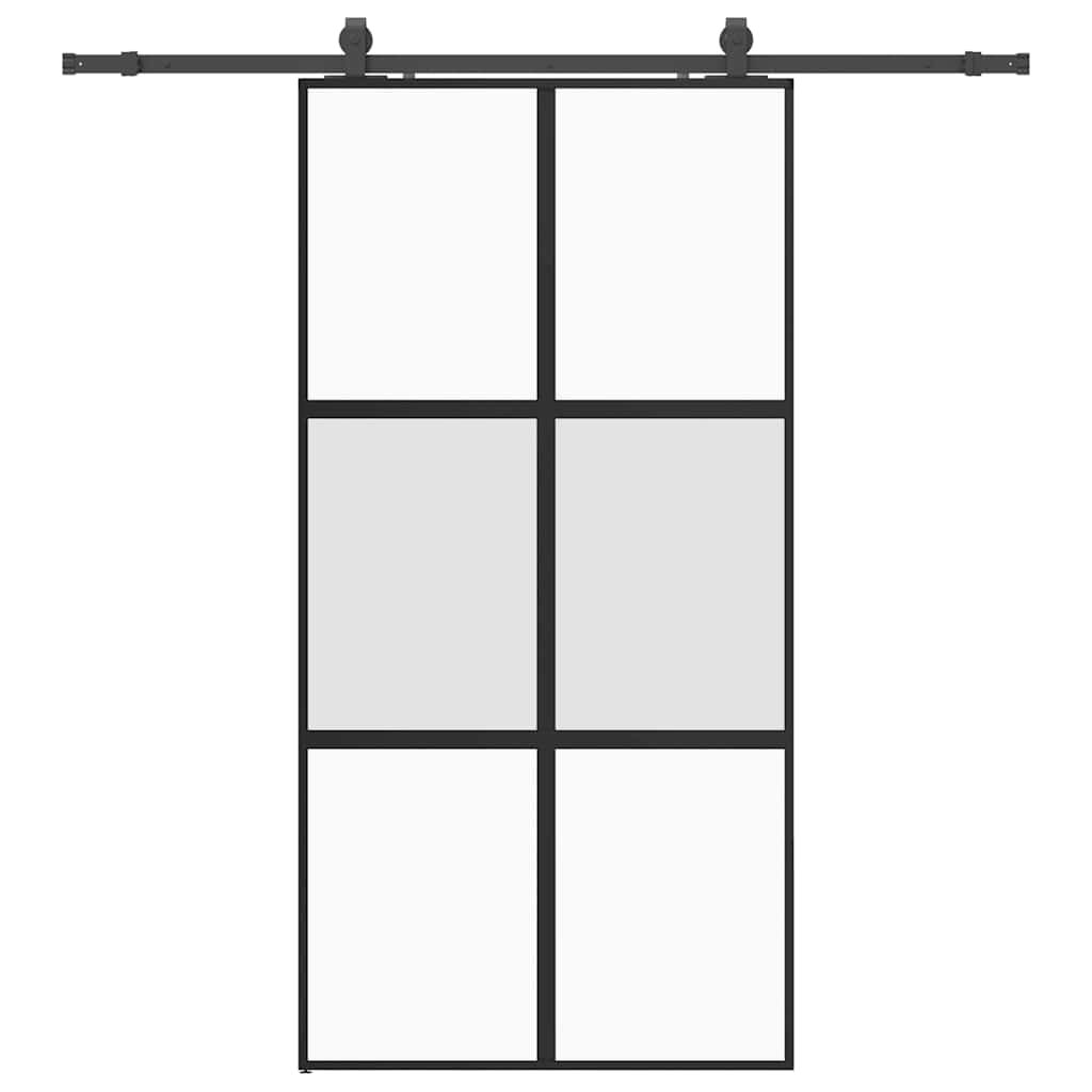 Posuvné Dveře Se Sadou Kování Černé 102,5X205 Cm Tvrzené Sklo