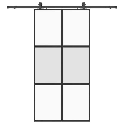 Posuvné Dveře Se Sadou Kování Černé 102,5X205 Cm Tvrzené Sklo