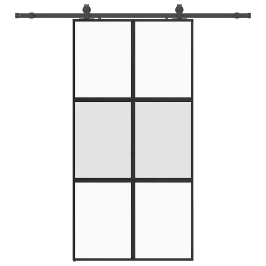 Posuvné Dveře Se Sadou Kování Černé 102,5X205 Cm Tvrzené Sklo