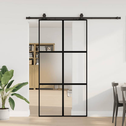 Posuvné Dveře Se Sadou Kování Černé 102,5X205 Cm Tvrzené Sklo