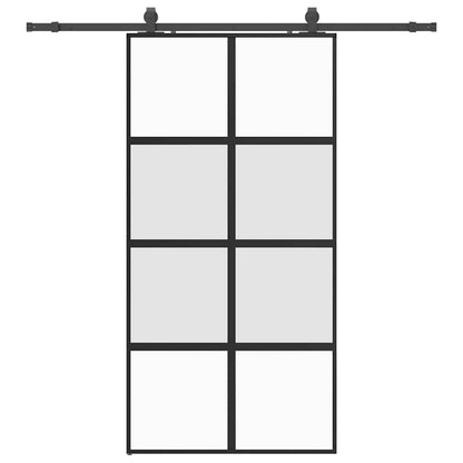 Posuvné Dveře Se Sadou Kování Černé 102,5X205 Cm Tvrzené Sklo