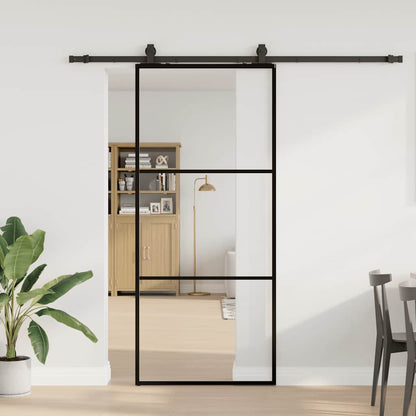 Posuvné Dveře Se Sadou Kování Černé 76X205 Cm Esg Glass
