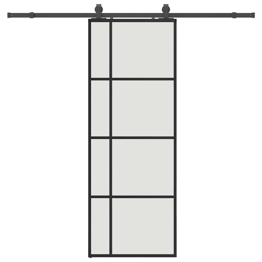 Posuvné Dveře Se Sadou Kování Černé 76X205 Cm Esg Glass Černá