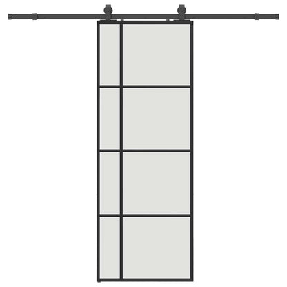 Posuvné Dveře Se Sadou Kování Černé 76X205 Cm Esg Glass Černá