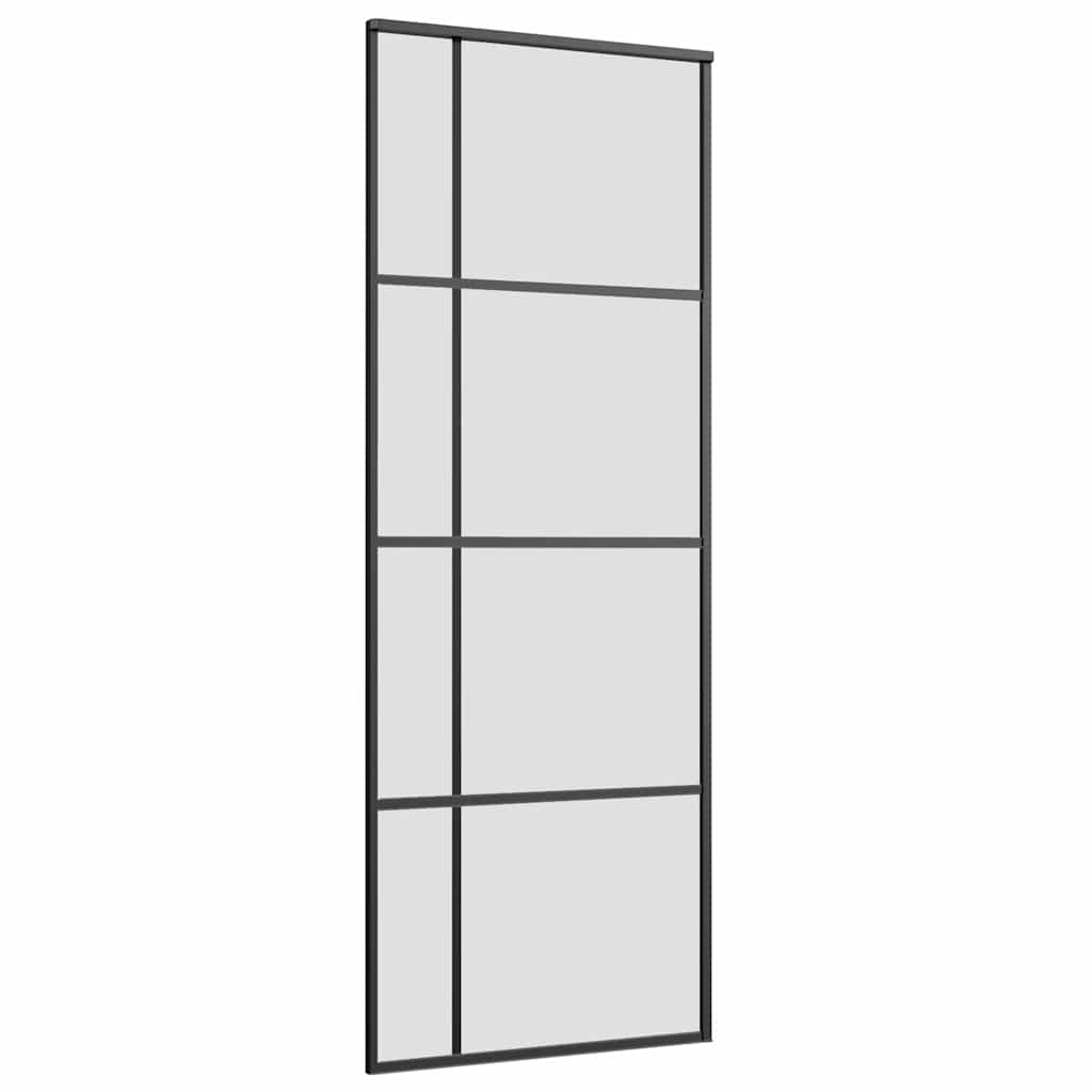 Posuvné Dveře Se Sadou Kování Černé 76X205 Cm Esg Glass Černá