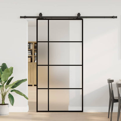 Posuvné Dveře Se Sadou Kování Černé 76X205 Cm Esg Glass Černá
