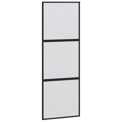 Posuvné Dveře Se Sadou Kování Černé 76X205 Cm Tvrzené Sklo Černá A Matná