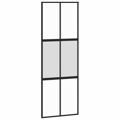 Posuvné Dveře Se Sadou Kování Černé 76X205 Cm Tvrzené Sklo Black, Matt And Transparent