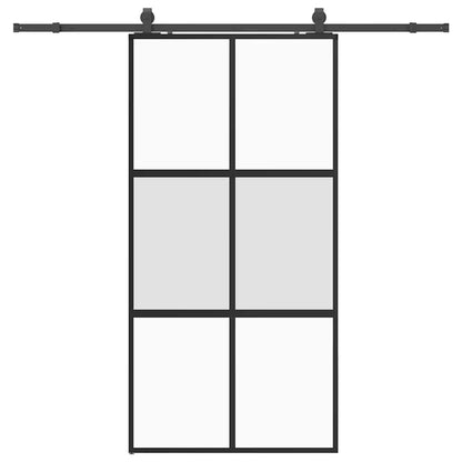Posuvné Dveře Se Sadou Kování Černé 102,5X205 Cm Tvrzené Sklo