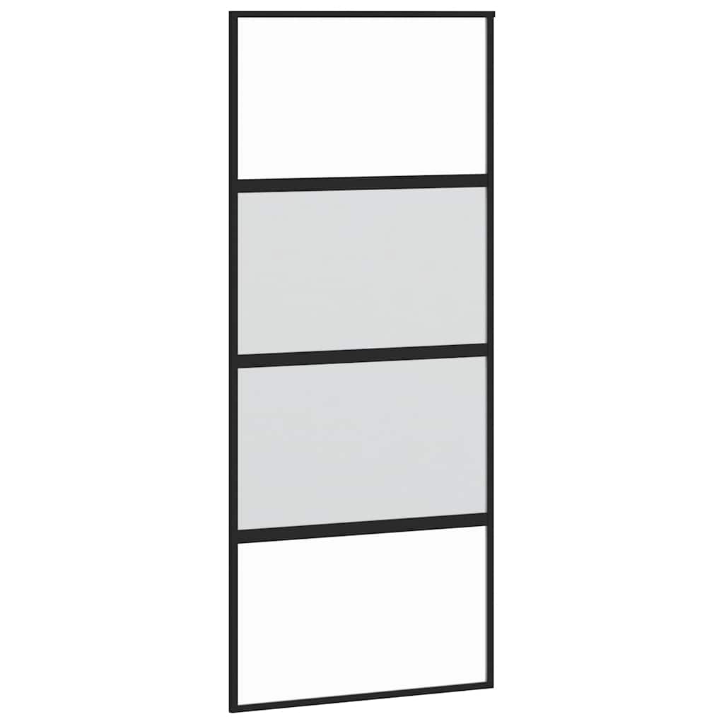 Posuvné Dveře Se Sadou Kování Černé 90X205 Cm Tvrzené Sklo