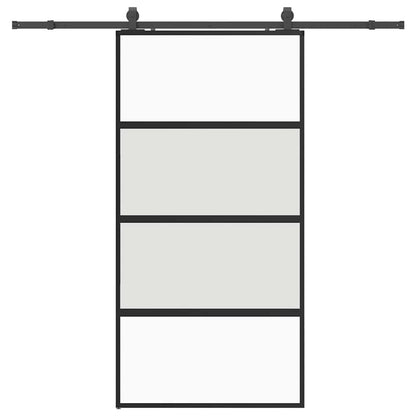 Posuvné Dveře Se Sadou Kování Černé 102,5X205 Cm Tvrzené Sklo