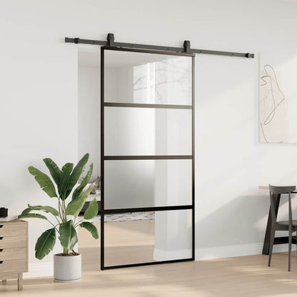 Posuvné Dveře Se Sadou Kování Černé 102,5X205 Cm Tvrzené Sklo