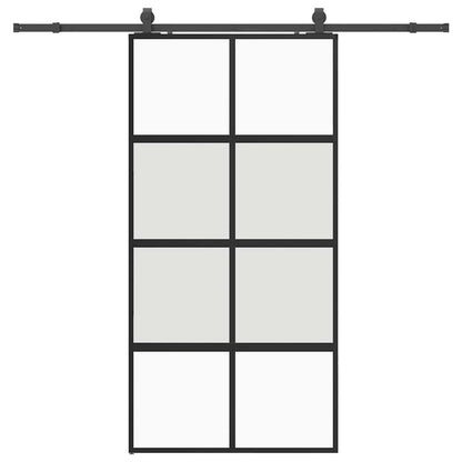 Posuvné Dveře Se Sadou Kování Černé 102,5X205 Cm Tvrzené Sklo