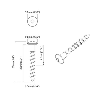 Šroub 2 Ks Stříbrná 9,8 X 35 Mm Železo