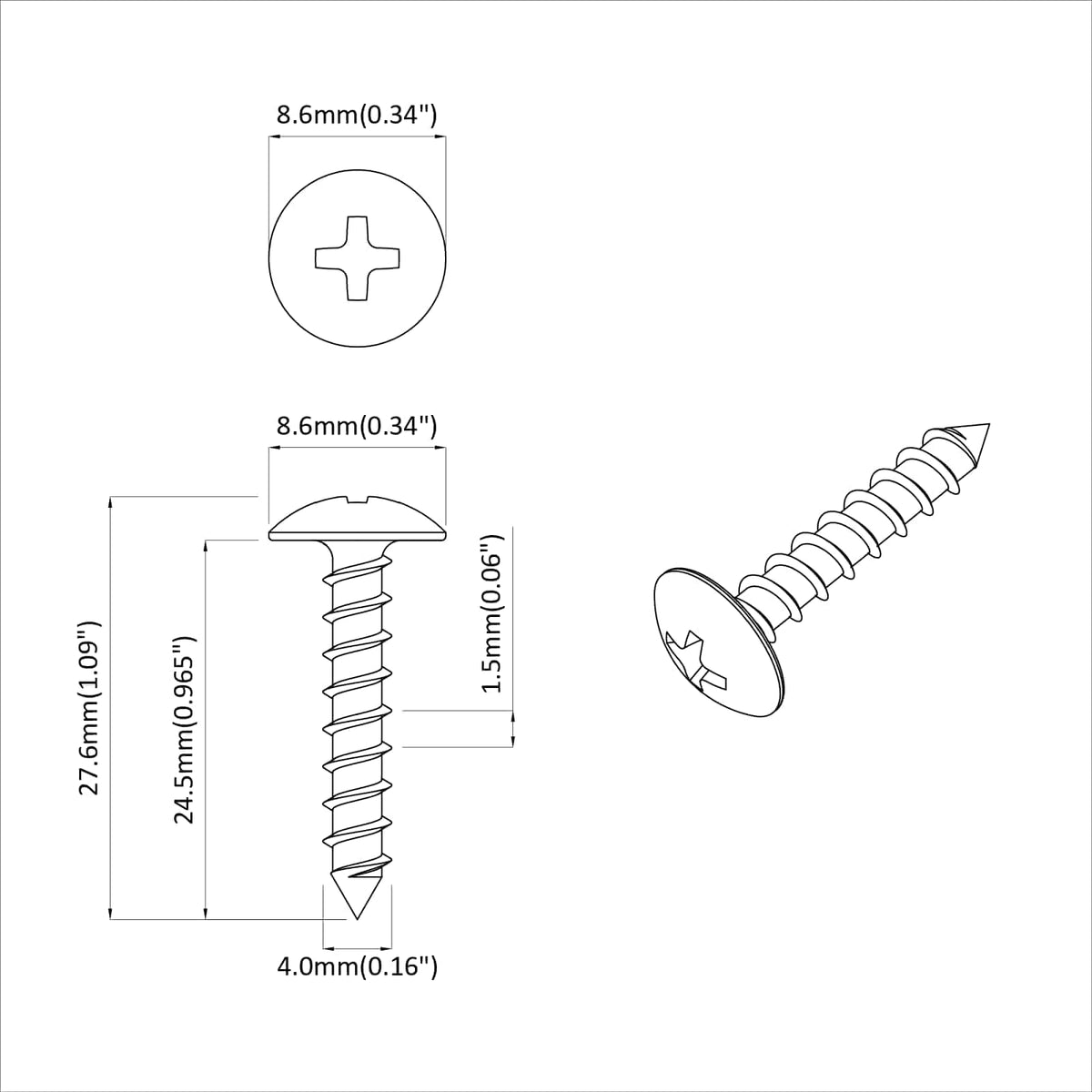 Samovrtný Hřebík 2 Ks Černá 4 X 25 Mm Ocel