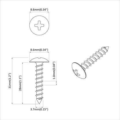 Závitový Hřebík 2 Ks Černá M4 X 28 Mm Ocel
