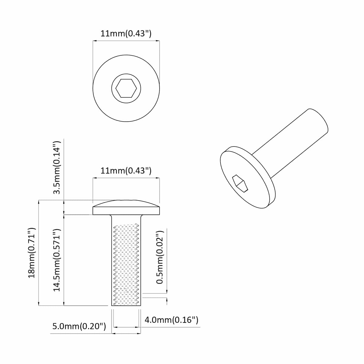 Hlavice Matice 2 Ks Černý M4 X 14,5 Mm Kov