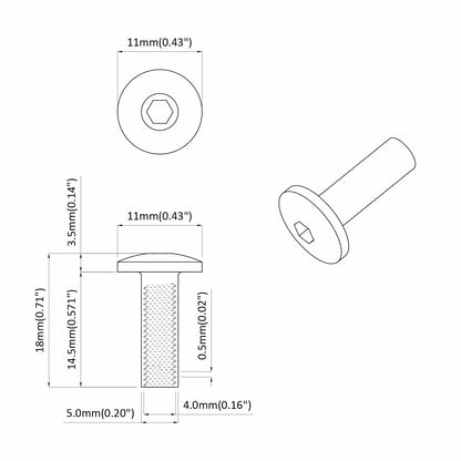 Hlavice Matice 2 Ks Černý M4 X 14,5 Mm Kov
