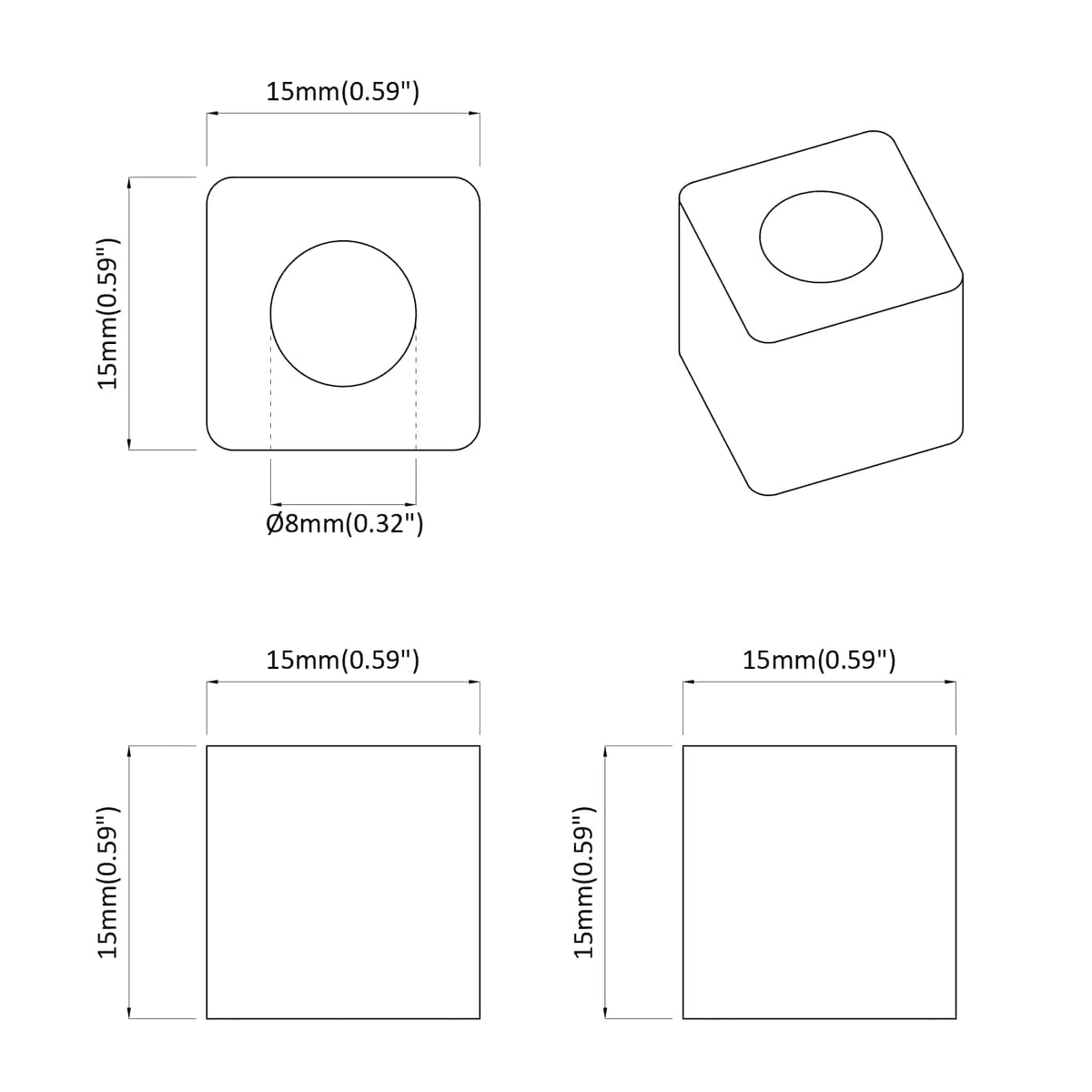 Držák Zásuvky 2 Ks Černá 15 X 15 X 15Mm Pp Kopolymer