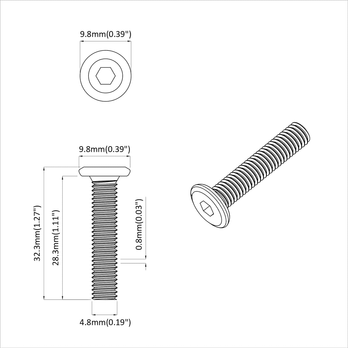 Šroub 2 Ks Stříbrná 5 X 30 Mm Železo