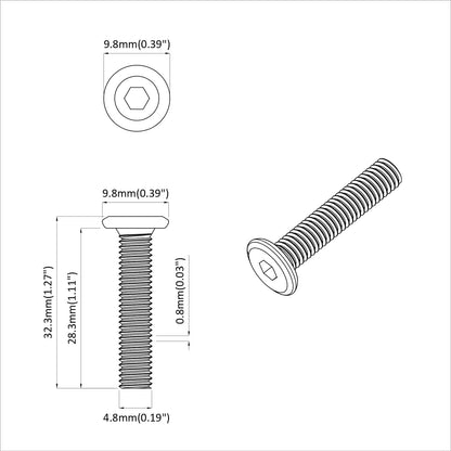 Šroub 2 Ks Stříbrná 5 X 30 Mm Železo