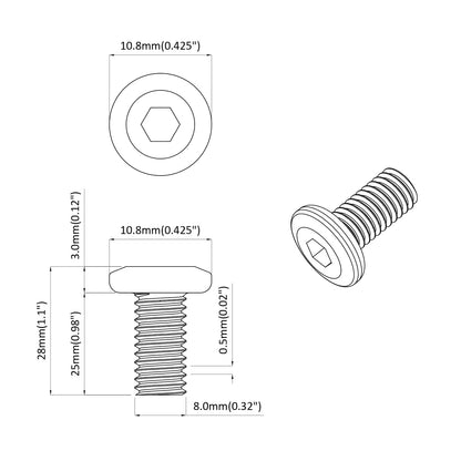 Šroub 2 Ks Stříbrná 8 X 25 Mm Ocel