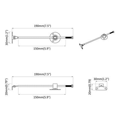 Hliníkový Táhlo Závěs 2 Pcs Stříbrná 190 Mm Železo