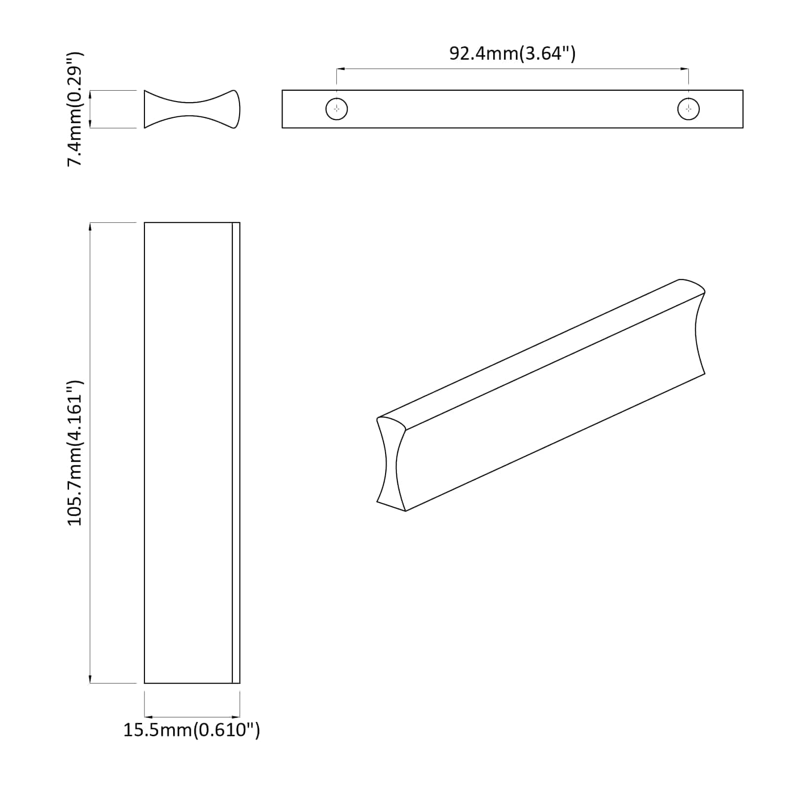 Rukojeť 828 Pcs Stříbrná 105.7 X 7.4 X 15.5 Mm Hliník