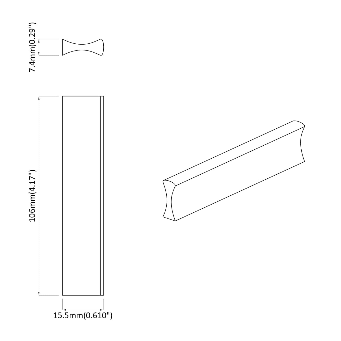 Rukojeť 973 Pcs Černá 106 X 7,4 X 15,5 Mm Hliník