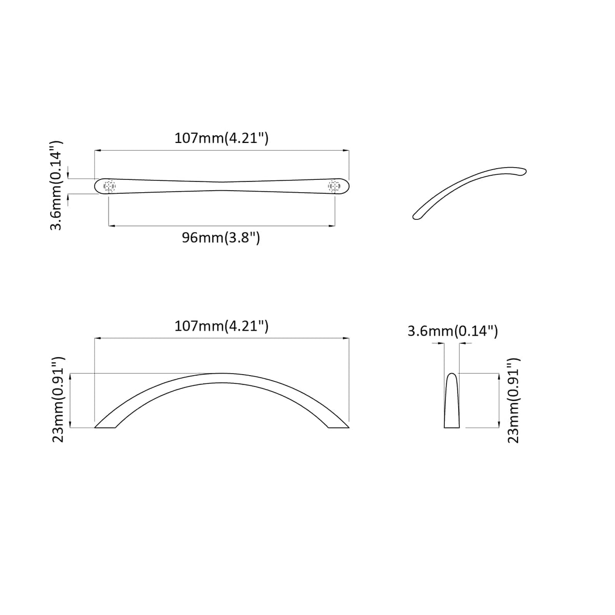Rukojeť 1385 Pcs Stříbrná 107 X 3.6 X 23 Mm Nerezová Ocel