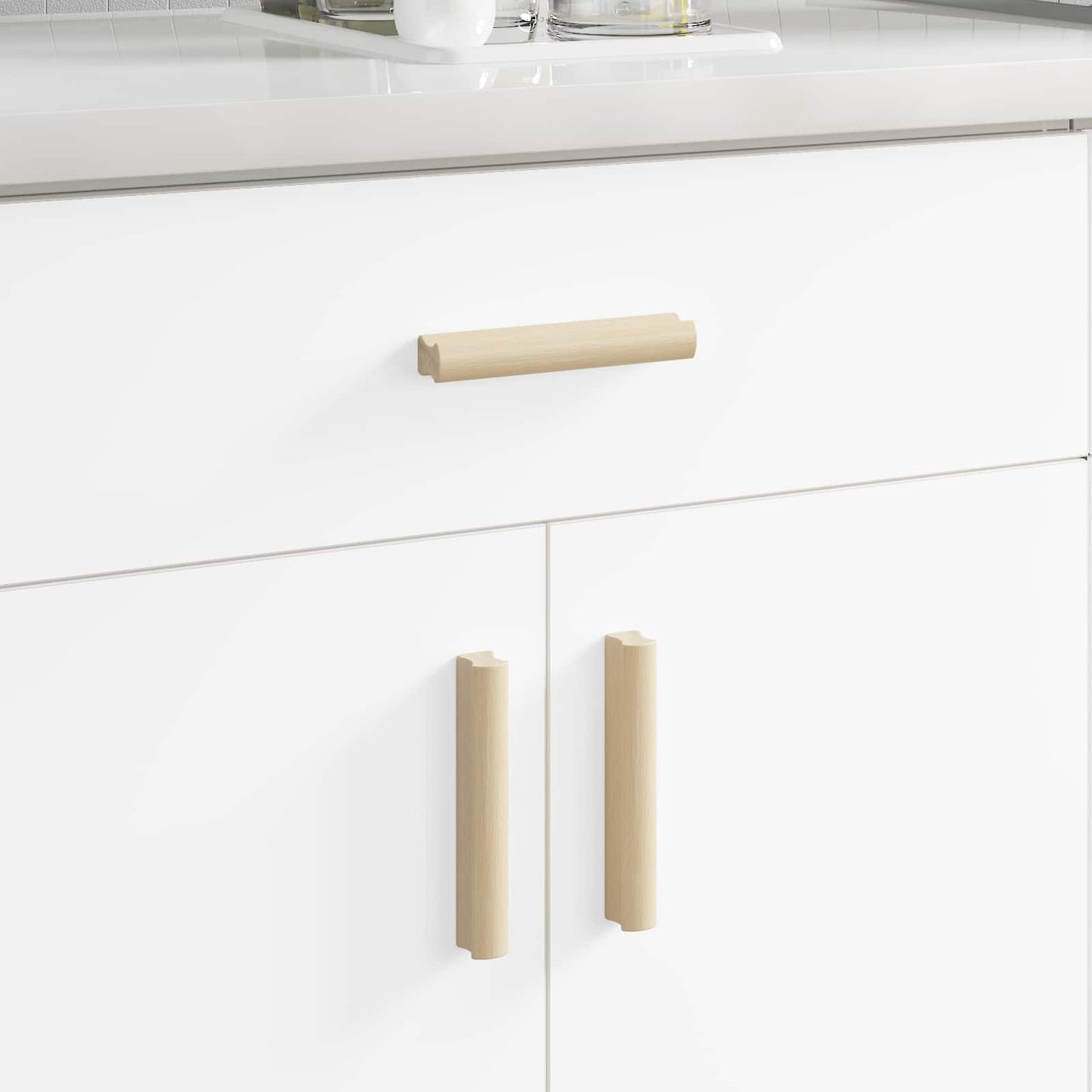 Přímá Rukojeť 2 Pcs Přírodní Dřevo 130 X 25 X 30 Mm
