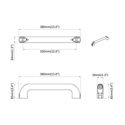 Rukojeť Jednobarevný 69 Pcs Černá 380 X 34 X 85 Mm Hliník A Pp