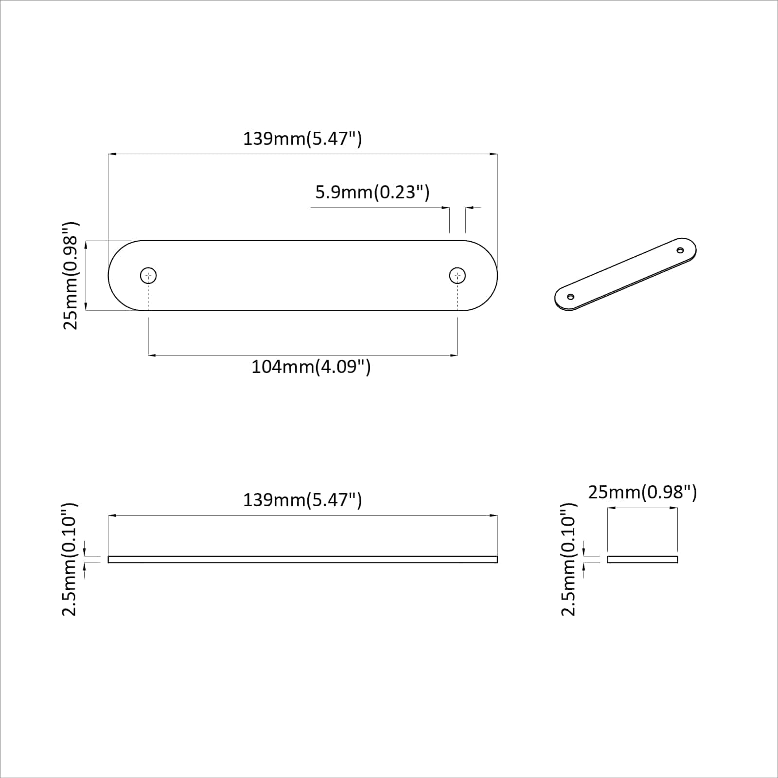 Úchyty Na Skříň 2 Pcs Hnědá 140 X 25 X 2,3 Mm Pu