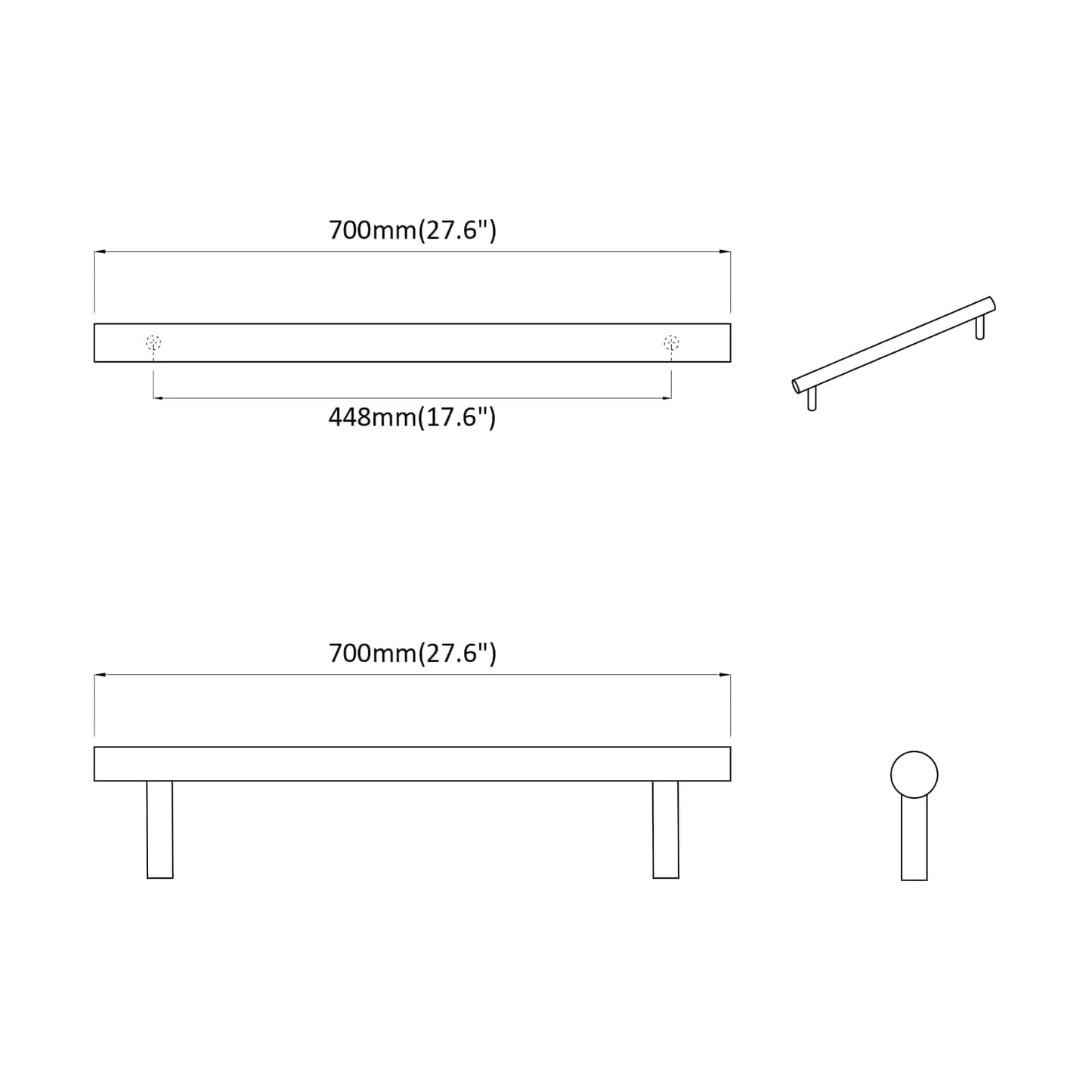 Madlo Na Skříň 2 Pcs Stříbrná 700 Mm Nerezová Ocel