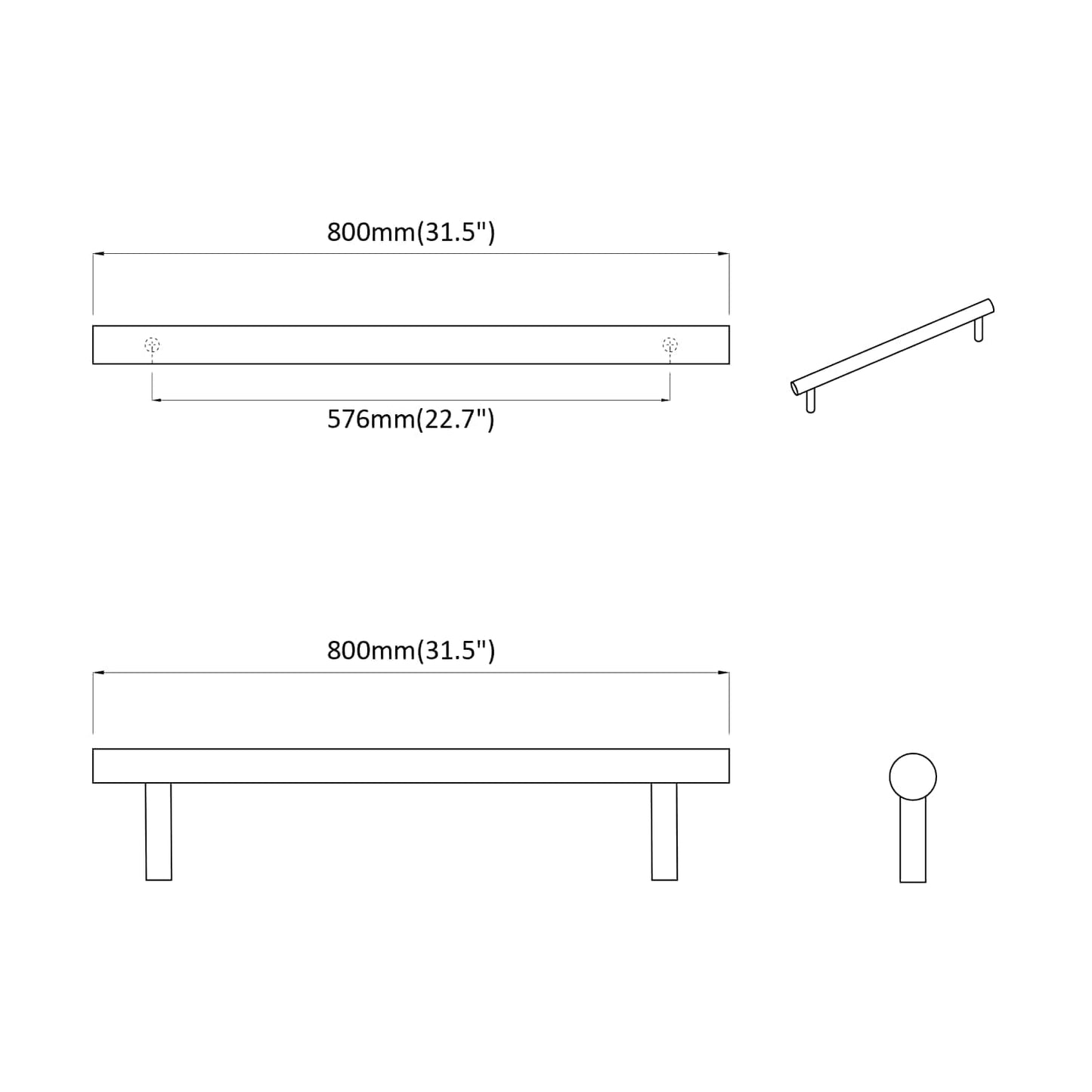Madlo Na Skříň 2 Pcs Stříbrná 800 Mm Nerezová Ocel
