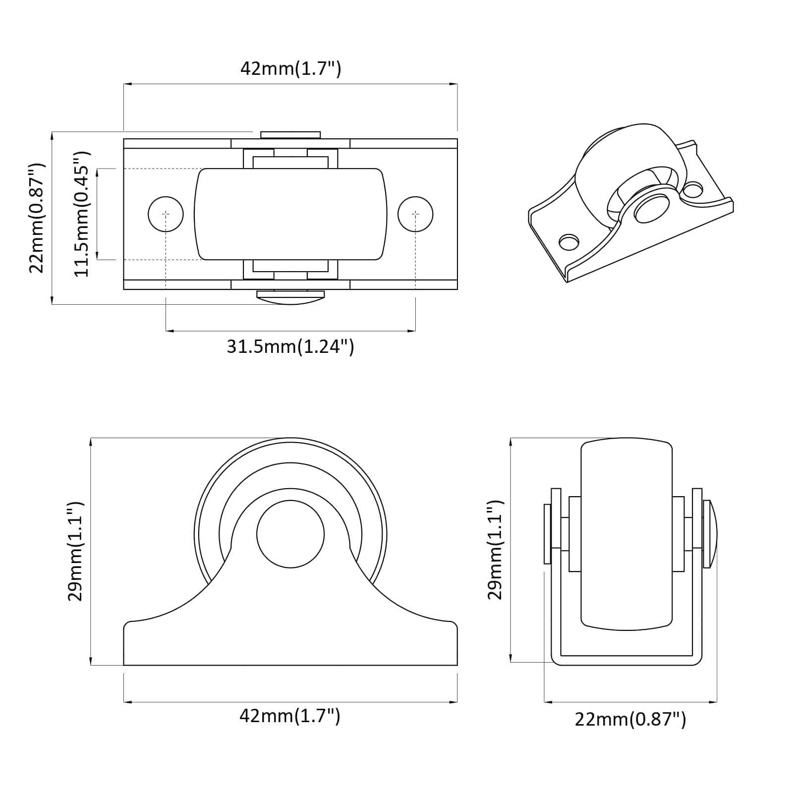 Kolečko 12 Pcs Bílá 42 X 11,5 X 29 Mm Železo