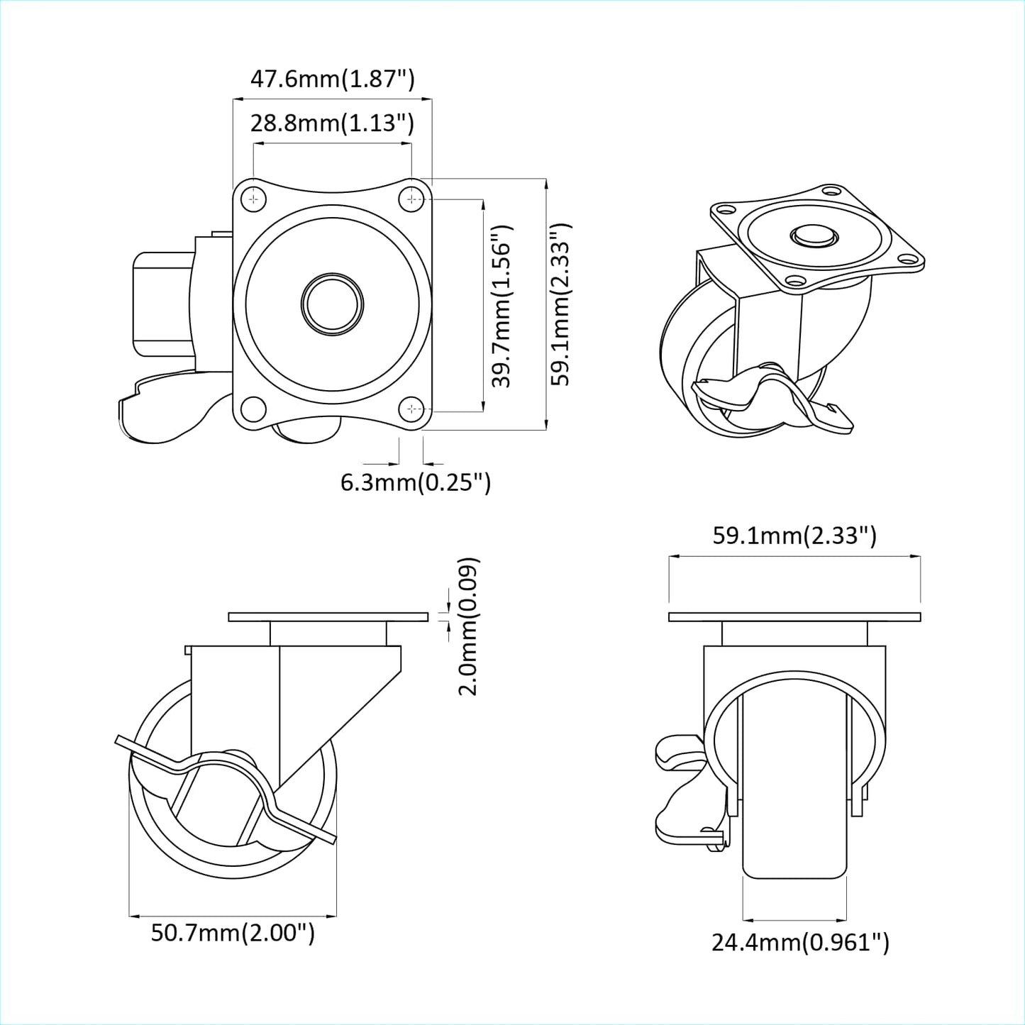 Kolečko 12 Pcs Černo-Stříbrný 50,7 X 50,7 X 24,4 Mm