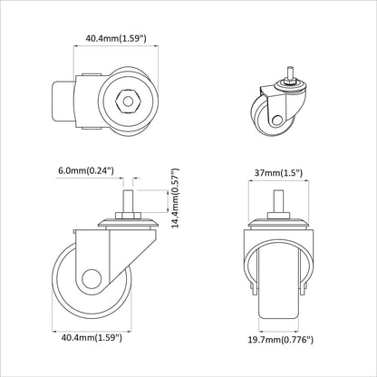 Otáčecí Kolečko 12 Pcs Černá 40,4 X 40,4 X 19,7 Mm
