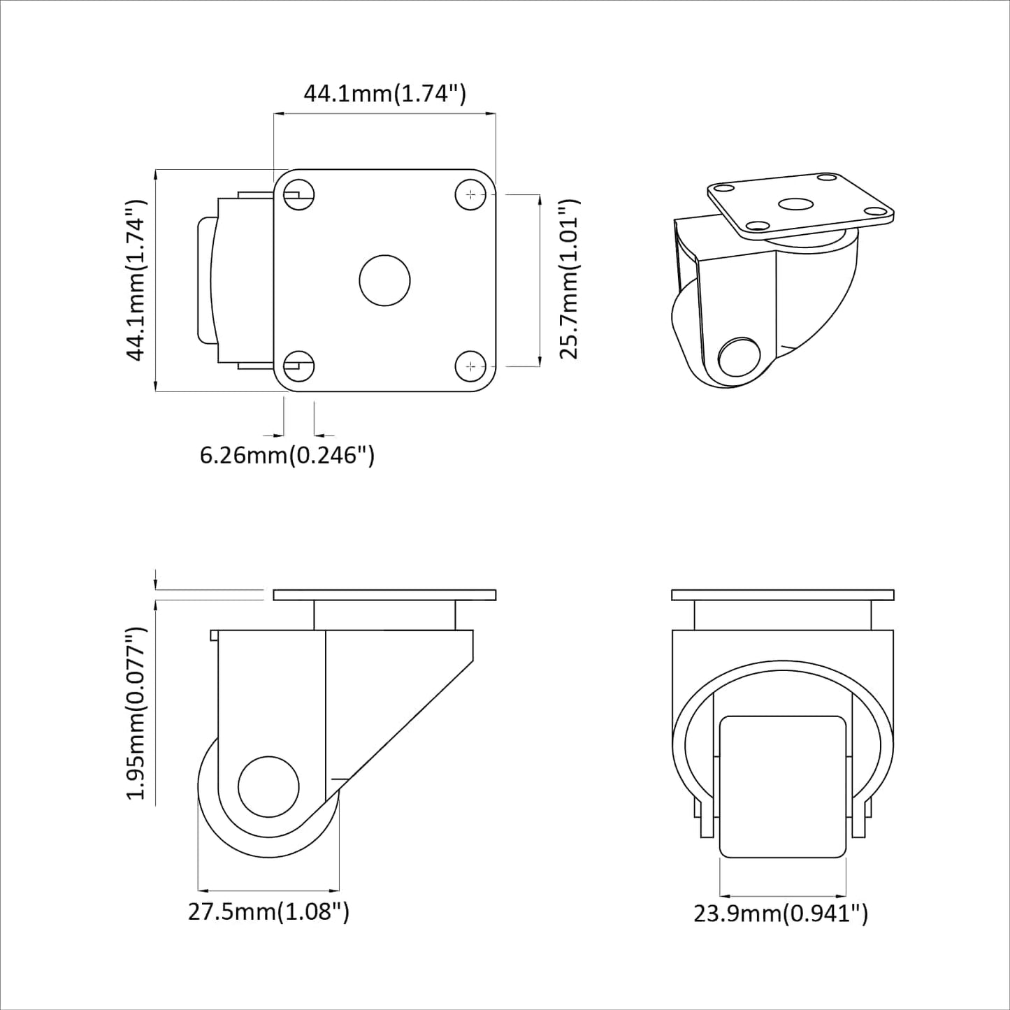Kolečko 12 Pcs Stříbrná 44,1 X 44,1 X 1,95 Mm Nylon