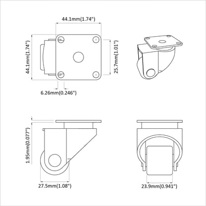 Kolečko 12 Pcs Stříbrná 44,1 X 44,1 X 1,95 Mm Nylon
