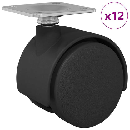 Otáčecí Kolečko 12 Pcs Černá 39,5 X 39,5 X 37,8 Mm Železo A Pp