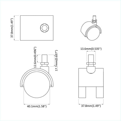 Kolečka 2 Pcs Černá 40,1 X 37,8 Mm Pp A Železo