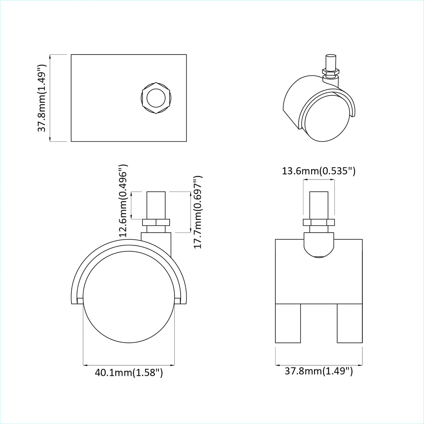 Kolečka 12 Pcs Černá 40,1 X 37,8 Mm Pp A Železo
