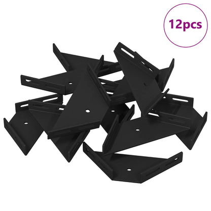 Rohová Konzole 12 Pcs Černá 138,5 X 50,5 X 16 Mm Železo