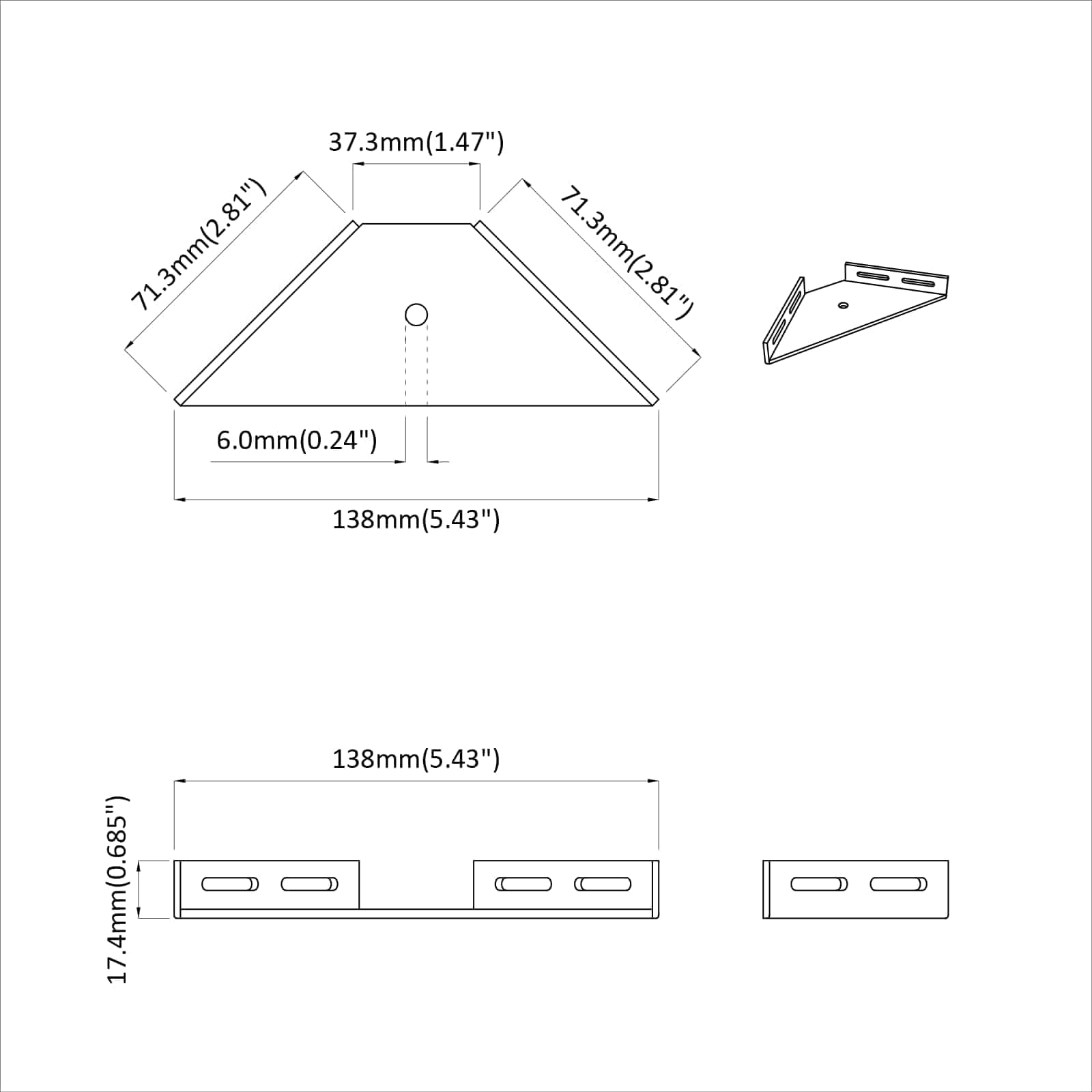 Rohová Konzole 12 Pcs Černá 138,5 X 50,5 X 16 Mm Železo