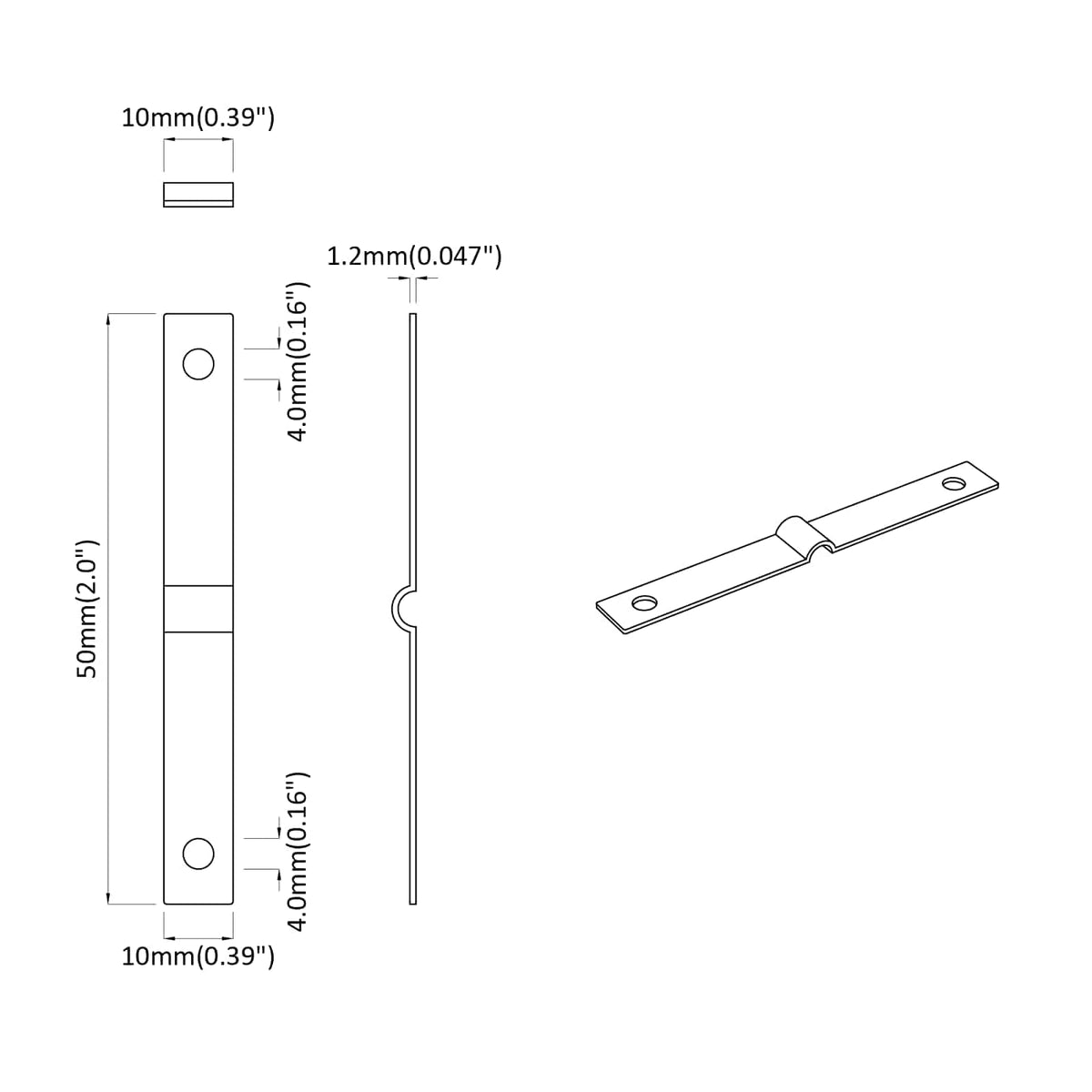 Úderová Deska 2 Ks Stříbrná 50 X 10 X 1,2 Mm Železo