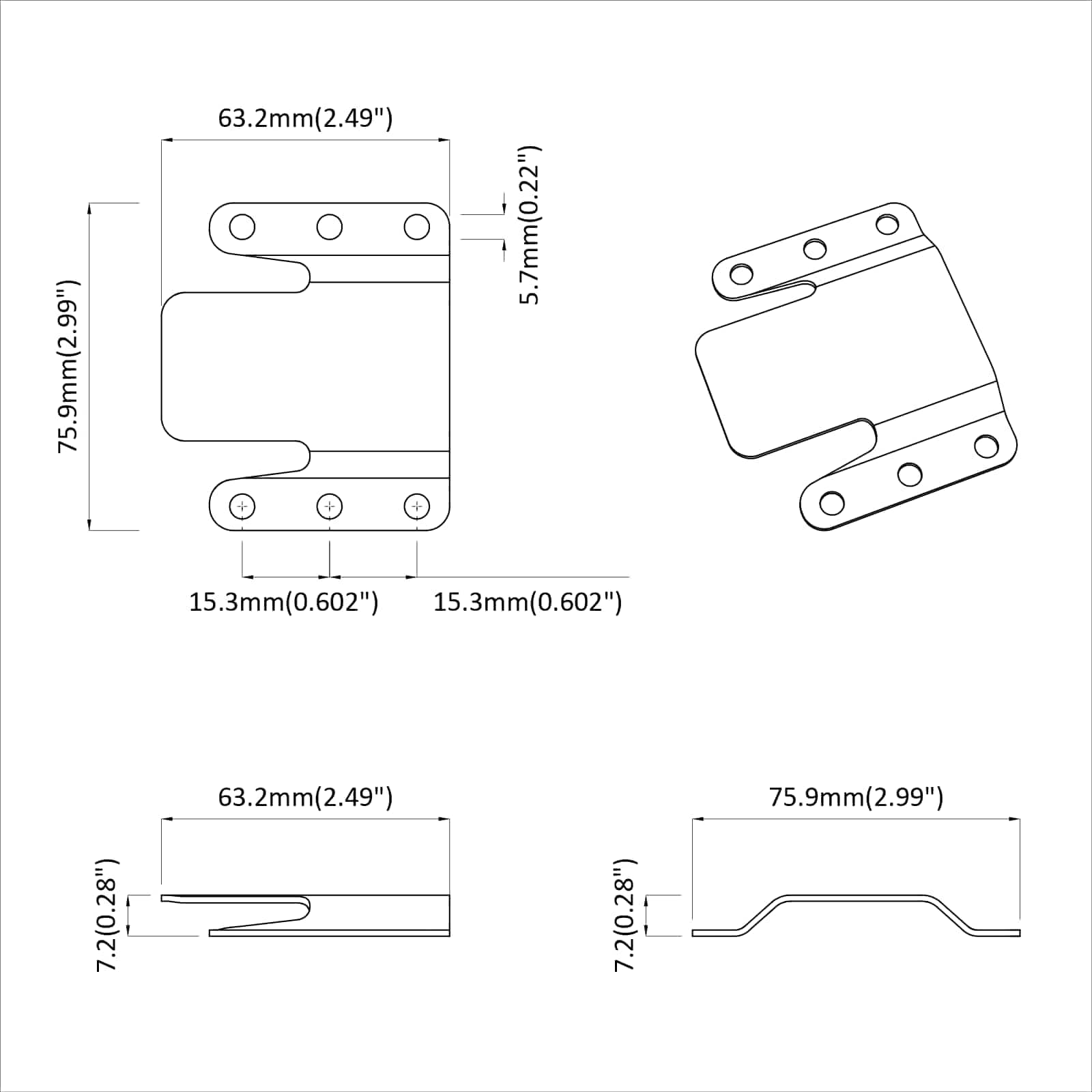 Stropní Držák 419 Pcs Stříbrná 75 X 66 X 1,4 Mm Ocel