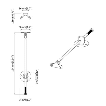Klapa Pro Podporu Víka 2 Pcs Stříbrná 194 X 36 X 18 Mm Železo