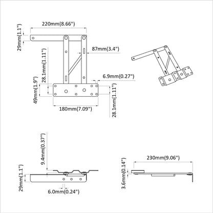 Mechanismus Zvedání Postele 2 Pcs Černá 340 X 95 X 40 Mm Železo