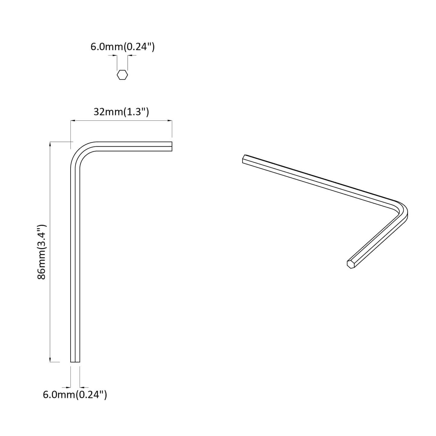 Šestihranný Klíč 1800 Pcs Stříbrná 32 X 86 Mm Ocel